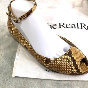 AGL Attilio Giusti Leombruni Peep Toe slingbacks  Snake Skin Size 8 Euro 38